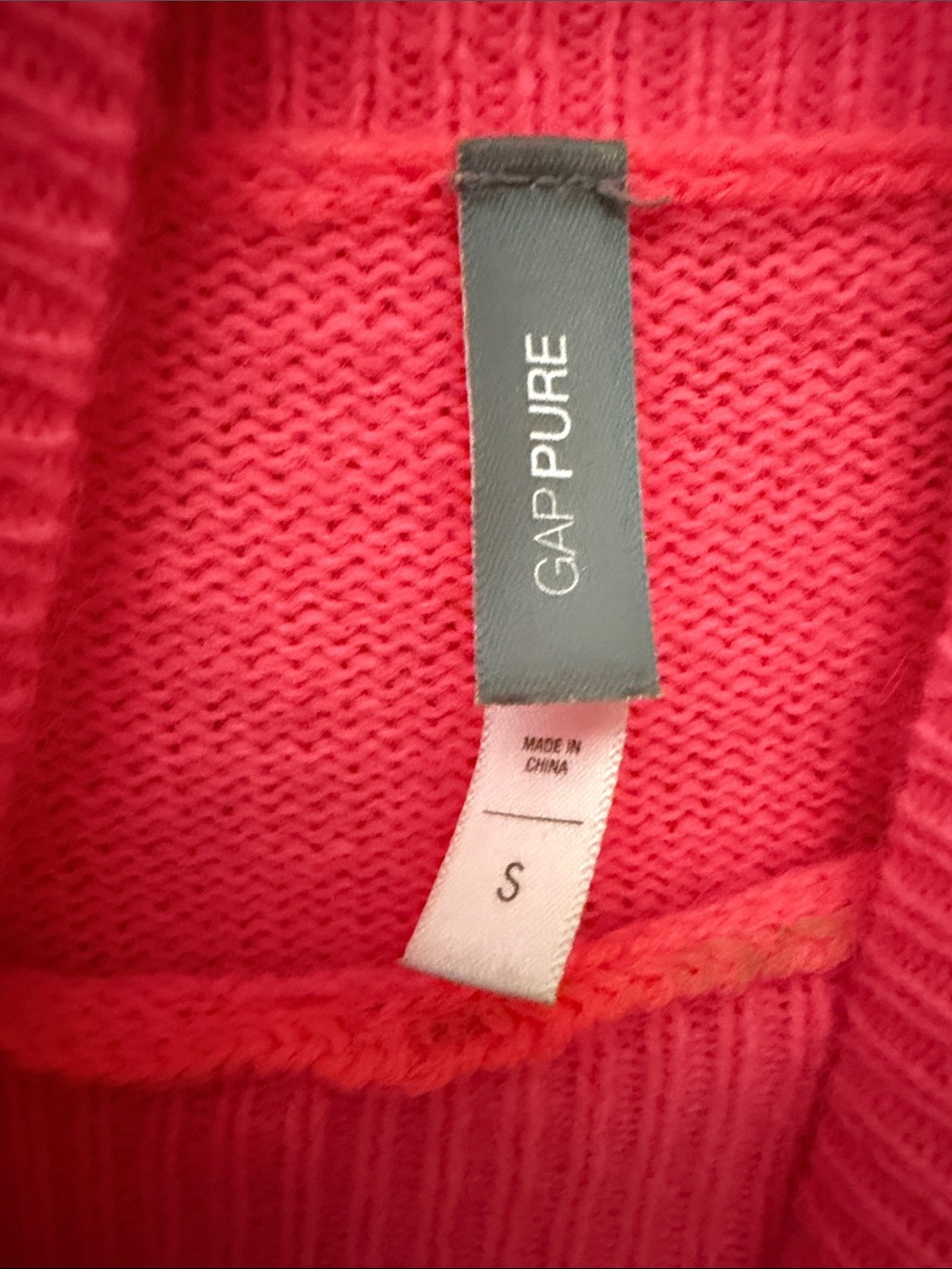 GAP Bright Pink Cable-Front Turtleneck Sweater - Picture 2 of 3